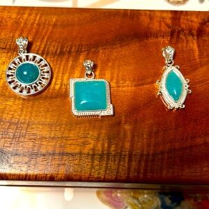 Blue Hemimorphite stone pendants.  Choose one for $15!